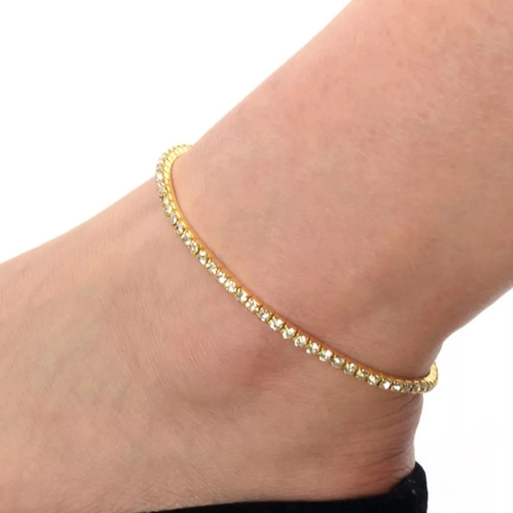 2 PC's  rhinestones crystal elastic anklet